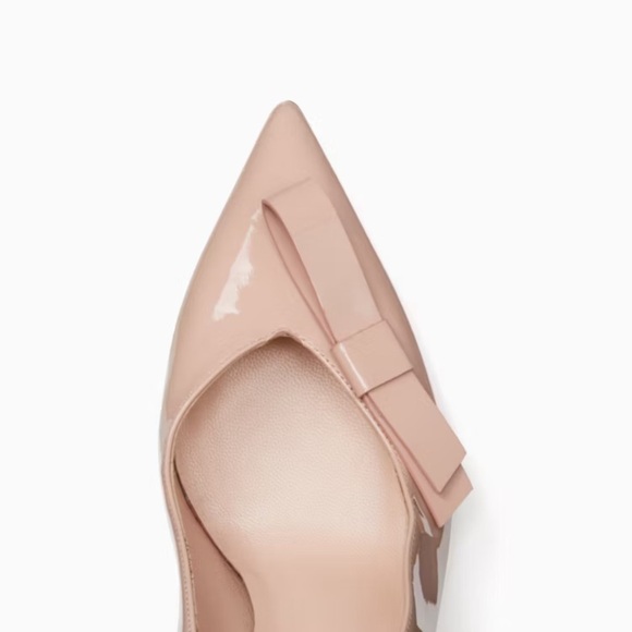 Kate Spade blush pink patent leather Lamare stilettos with bows - size 9 NWT - Picture 2 of 8